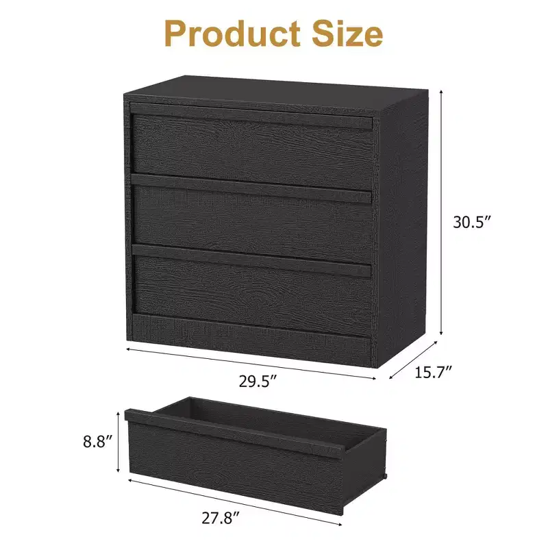 3/4Drawer Dresser for Bedroom, Nightstand 3 Chest of Drawers with Large Storage, Small Modern Bedside End Table Drawer Organizer for Entryway