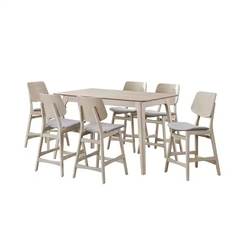 New Classic Furniture,Oscar 7-Piece Wood Counter Dining Set In White Ash