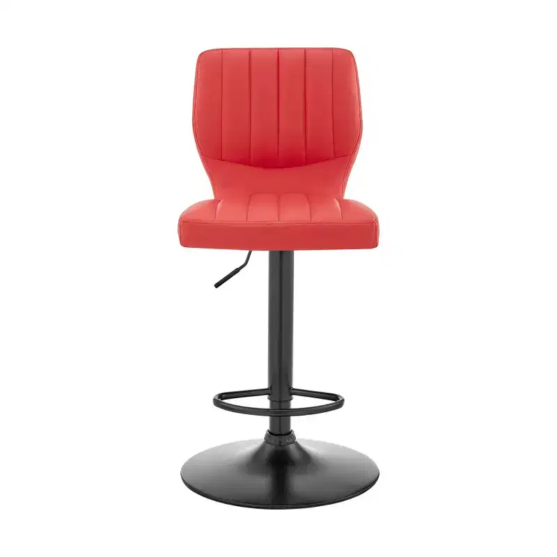 Adjustable Height Faux Leather Swivel Bar Stool, Ergonomic Cushioned Seat, 250 lb