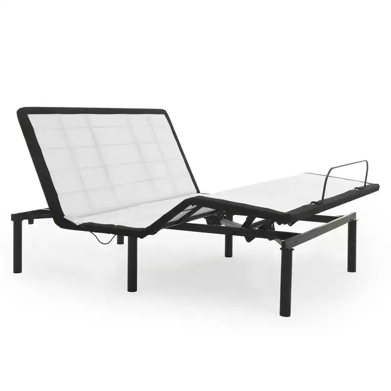 Continental Sleep,15 Adjustable Bed Base With Head and Foot Incline, Wired Remote, Patented Screw-In 6 Legs, White