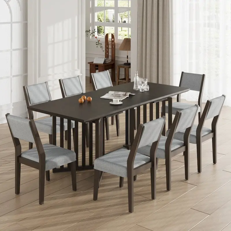 Farmhouse 9-Piece Extendable Dining Table Set with Removable Leaves