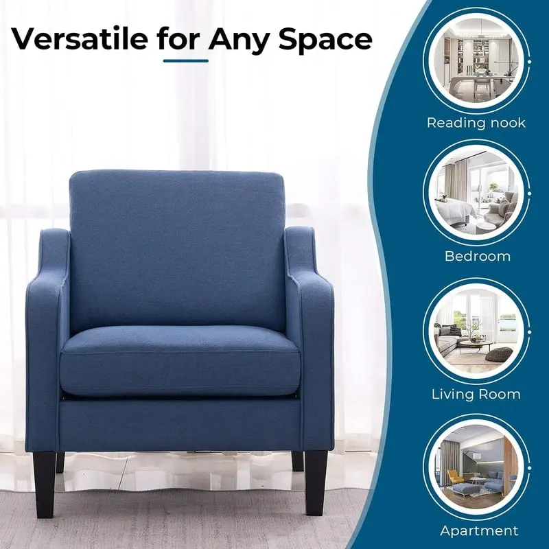 Mid-Century Modern Accent Chair, Single Seat – Multi-Color Options