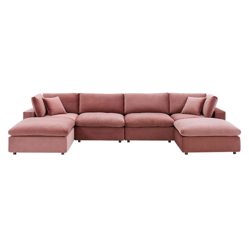 Commix Down Filled Overstuffed Velvet 6-Piece Sectional Sofa