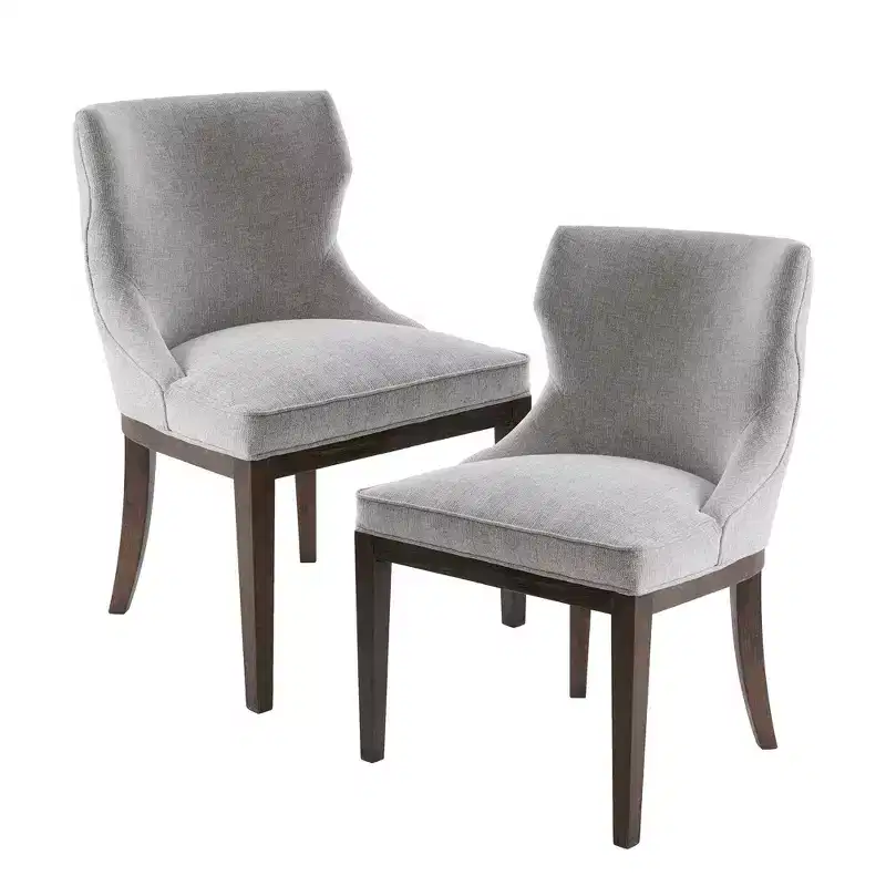Gray Upholstered Armless Dining Chair, Low Back, Set of 2