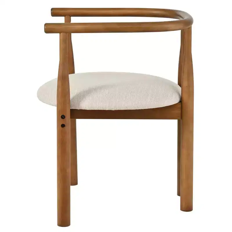 GDFStudio Katya Mid-Century Modern Rubberwood Upholstered Dining Chairs with Curved Backrest (Set of 2)