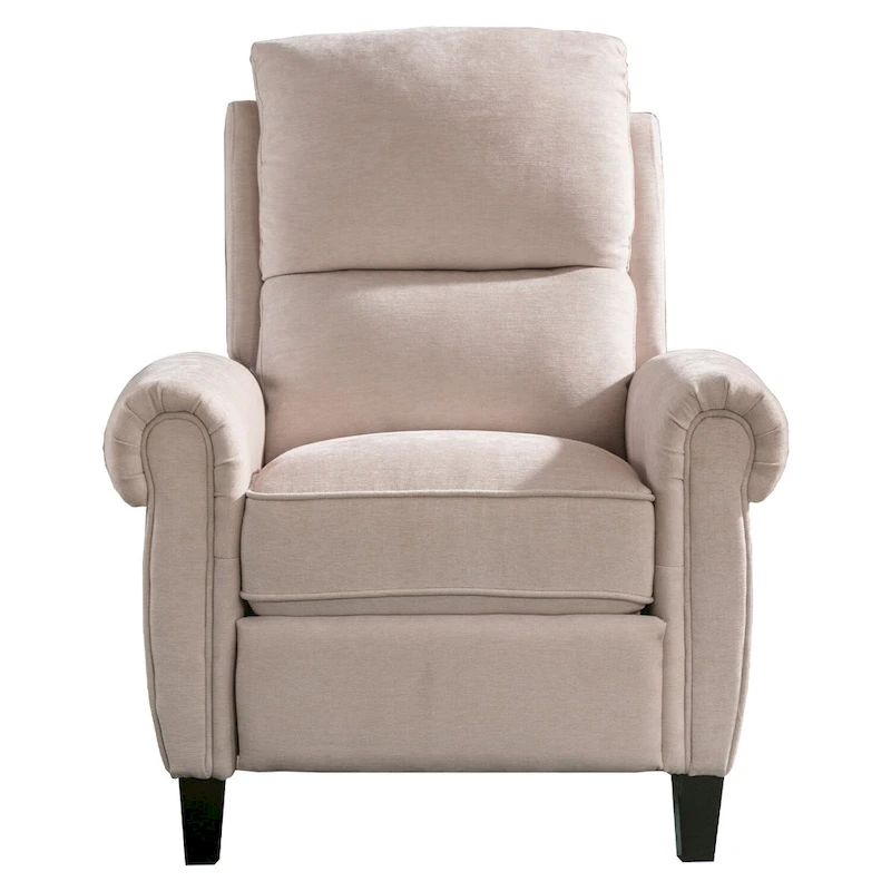 Chenille Upholstered Push Back Recliner with Solid Footrest
