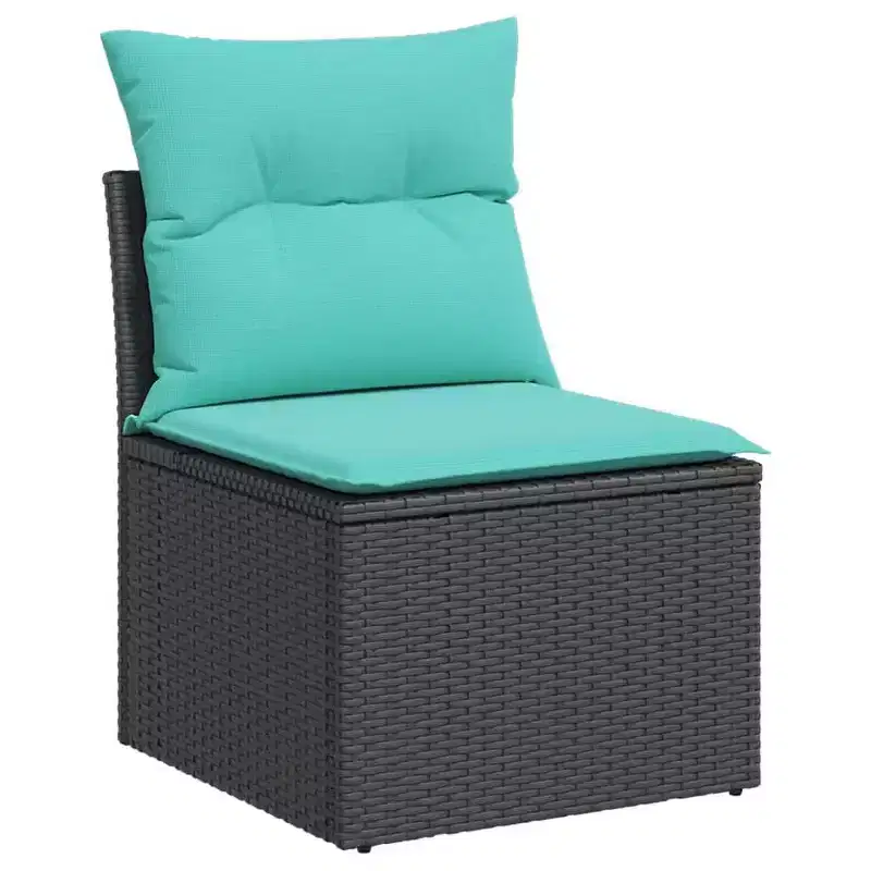 vidaXL 11 Piece Patio Sofa Set with Cushions Black Poly Rattan