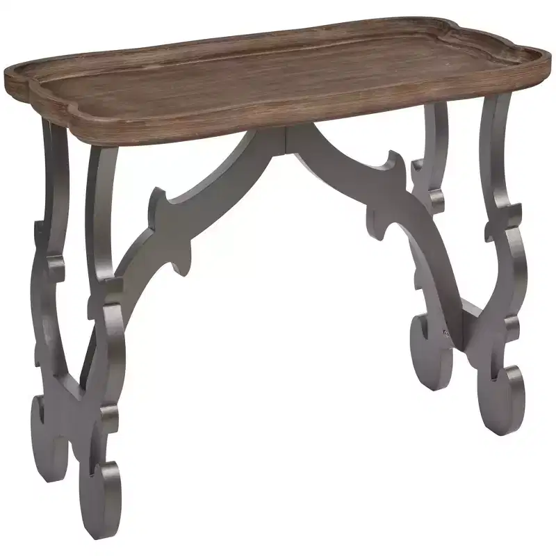 eHemco Ancient Style Coffee Table Side Table for Living Room, Black Legs and Natural Finish, Large