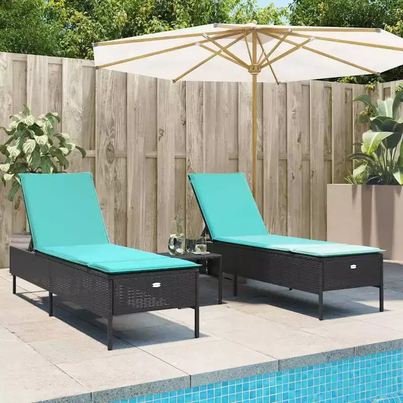 vidaXL Patio Sun Lounger Set PE rattan Extra Long Removable Covers