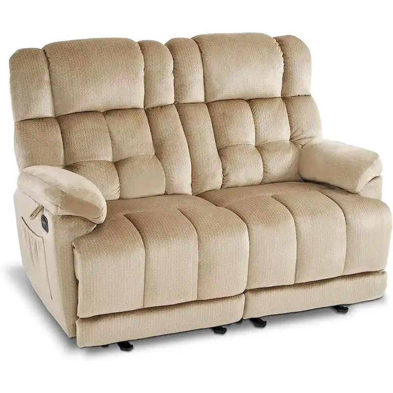 MCombo Electric Power Reclining Loveseat Sofa with Heat and Massage, Fabric 6237