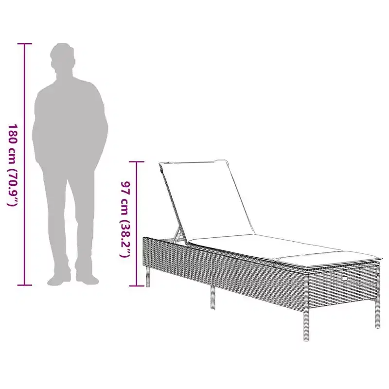 vidaXL Patio Sun Lounger Set PE rattan Extra Long Removable Covers