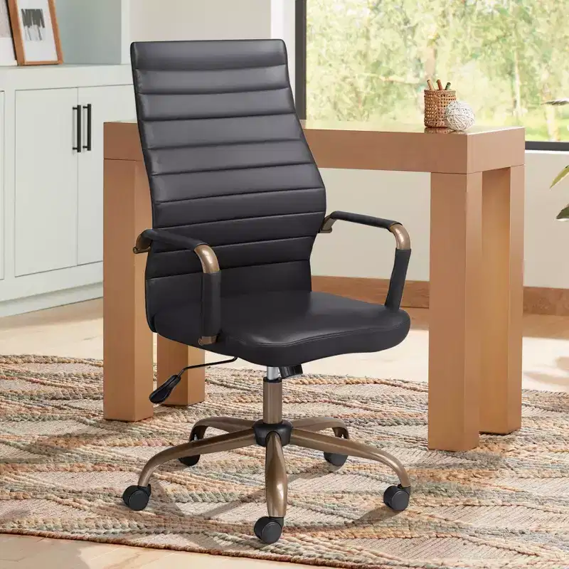 Vintage Black Faux Leather Adjustable Office Chair