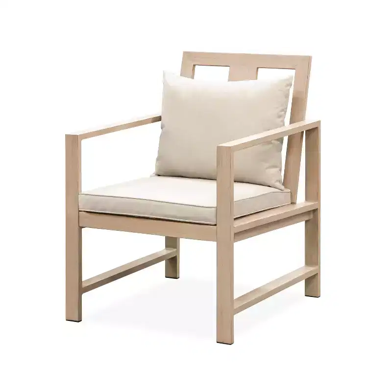 Greemotion 2pc Bordeaux Outdoor Brushed Metal Arm Patio Chair with Cushions Brown: Aluminum Frame, UV & Weather-Resistant