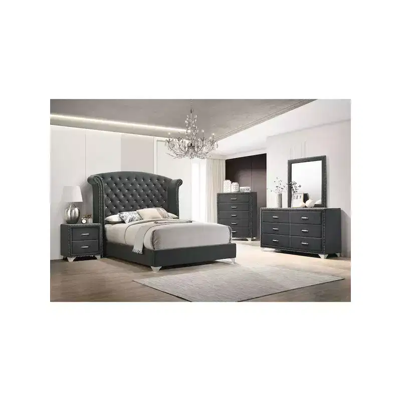 Upholstered 2-drawer Nightstand Grey
