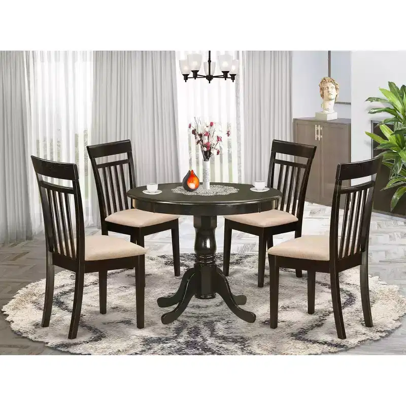 HomeStock Belmont Kitchen Table Set-Kitchen Table And Dining Chairs, Cappuccino