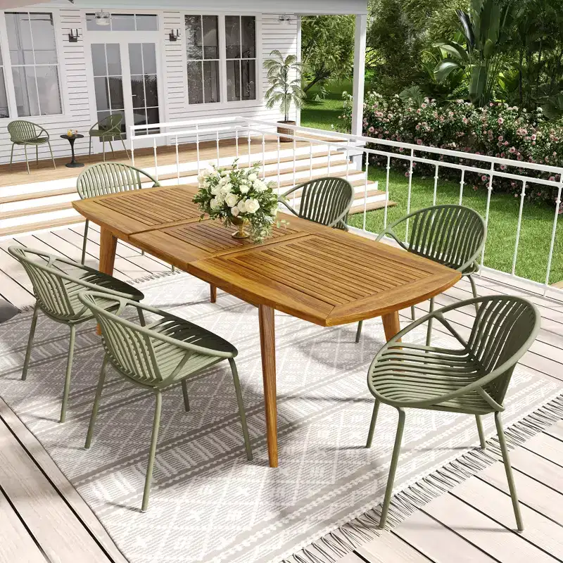 Christopher Knight Home Paco 7 Pieces Outdoor Modern Expandable Dining Set with Stackable Chair
