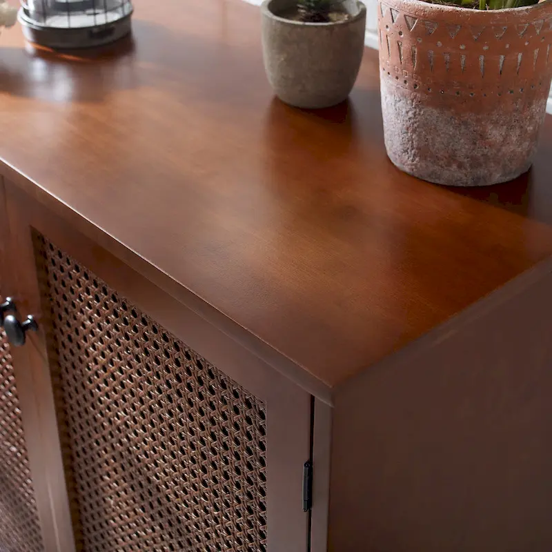 Art Leon Woven Rattan Wicker Accent Cabinet