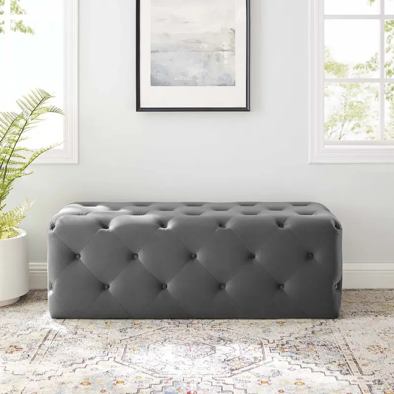 Carson Carrington Ullervad 48-inch Button Tufted Entryway Velvet Bench