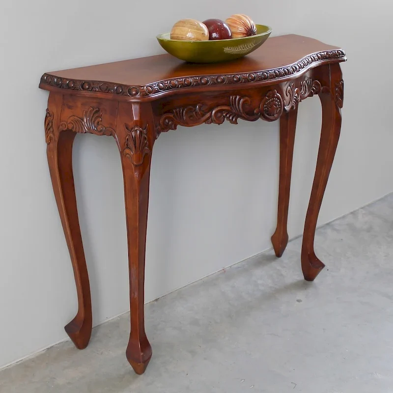 Hand Carved Wood Console Table