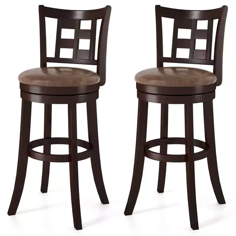 Costway Set of 2/4 Bar Stools 30 Swivel Bar Chairs with Footrest, Lattice Backrest