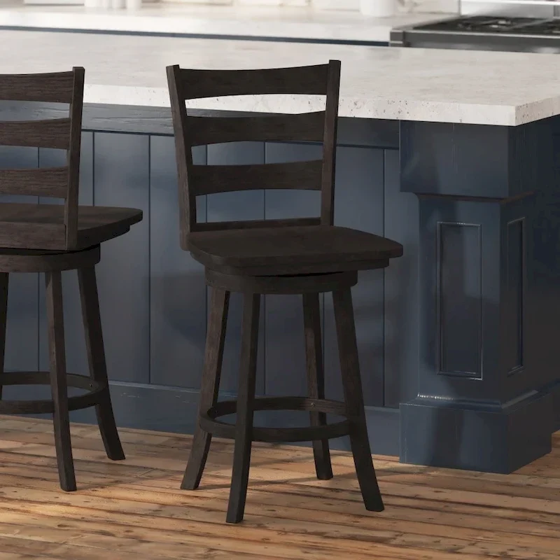 Ladderback Wooden Swivel Counter Stool with Footrest