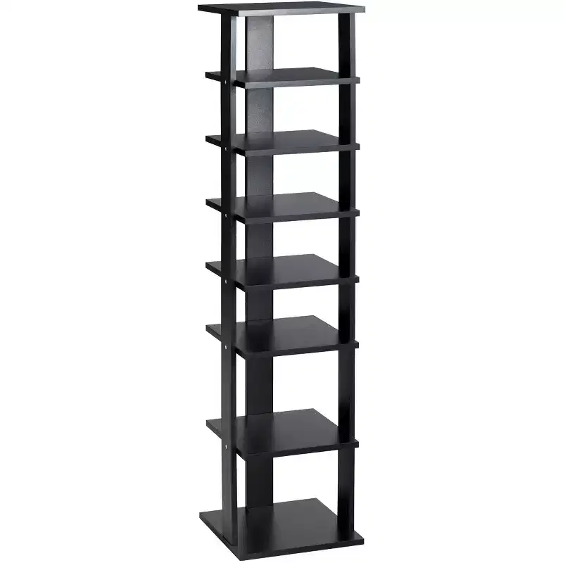 7-Tier Wooden Shoe Rack Organizer, White/Black