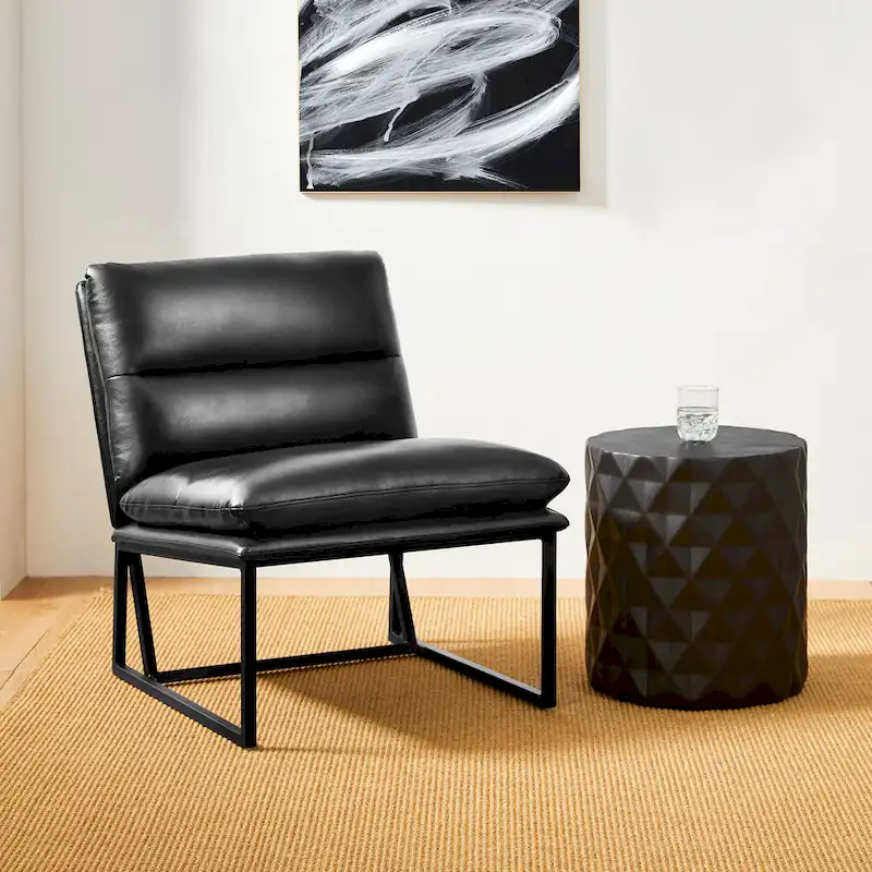 Glitzhome Set of 2 30.25H Modern Ergonomic PU Accent Armless Chair