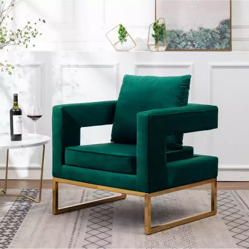 Contemporary Upholstered Accent Arm Chair, Green