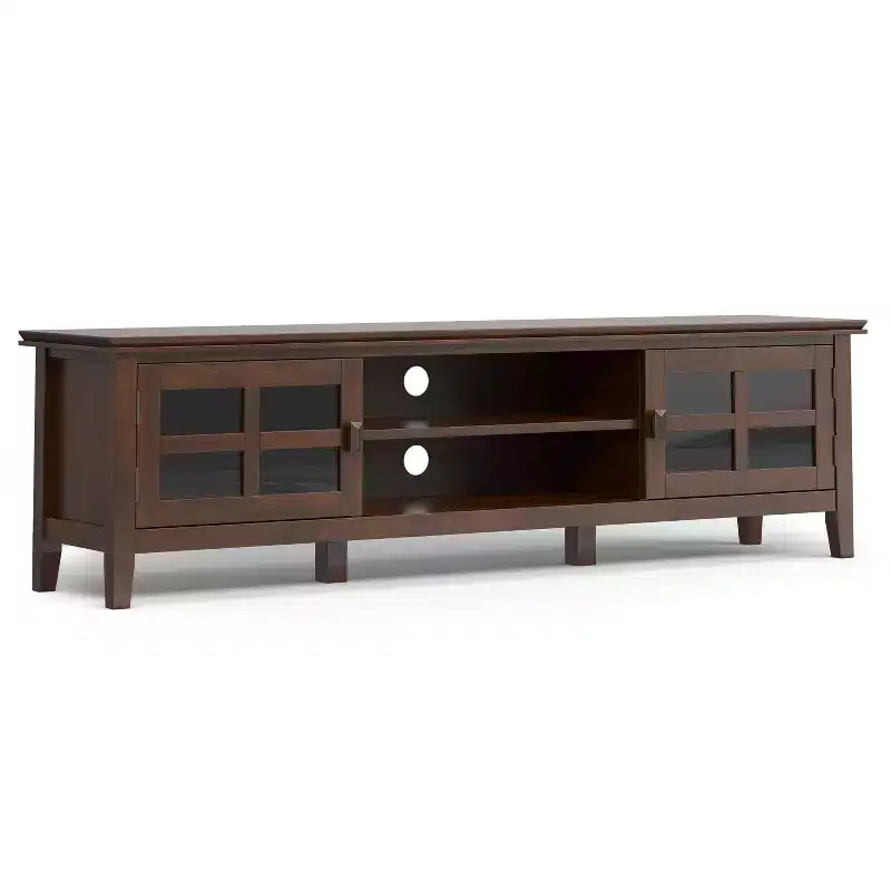 Stratford 72 inch Wide Solid Wood Transitional Low TV Stand For TVs up to 80 inches
