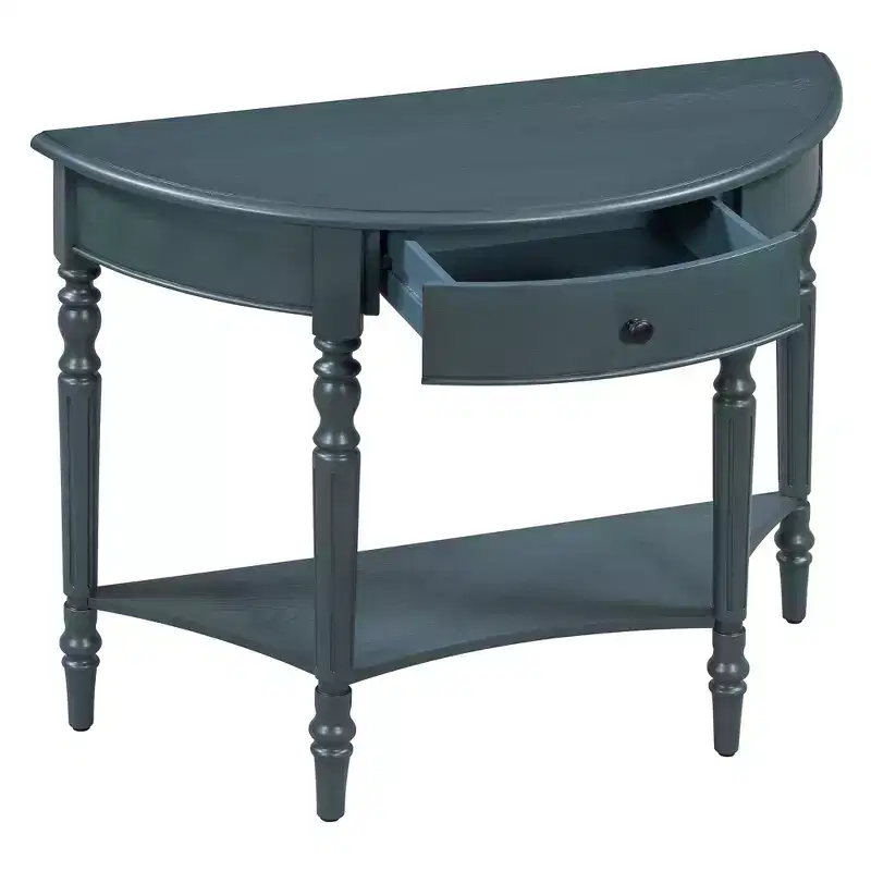 Polibi Farmhouse Crescent Entry Console with Drawer & Shelf