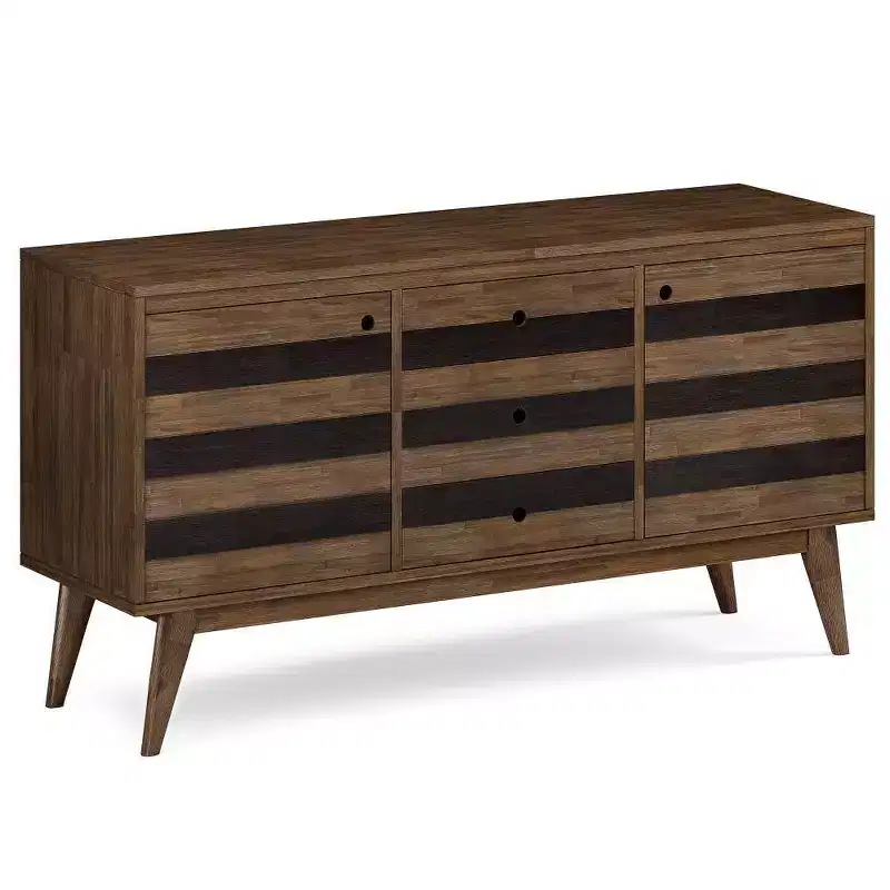 Wright Sideboard Buffet Rustic Aged Brown - Wyndenhall: Mid-Century Modern, Adjustable Shelves, Acacia Wood