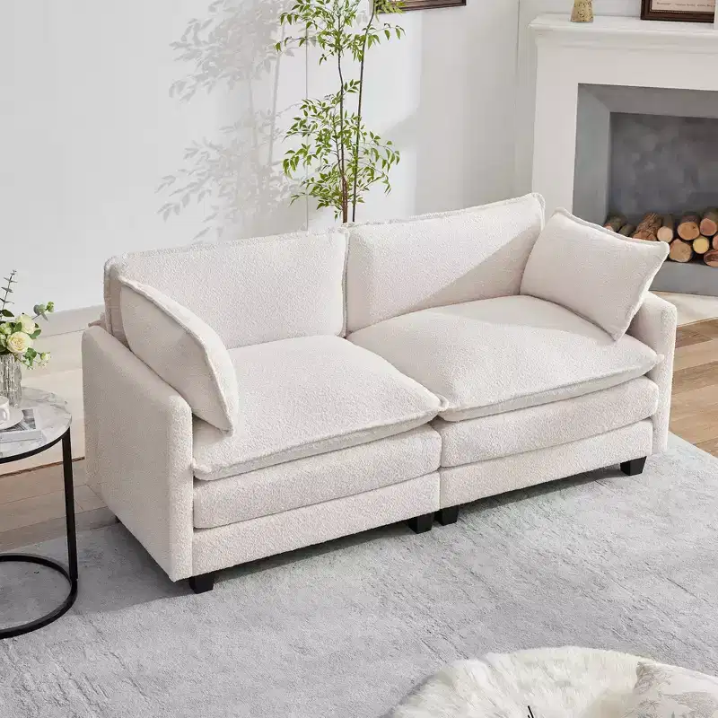 HYLEORY 76.8 Loveseat Sofa for Living Room, Modern 2 Seater Circle Velvet Sofa Couch for Bedroom Office