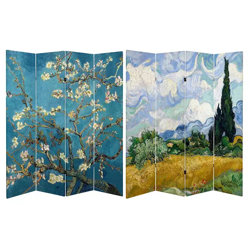 miBasics Van Gogh Fine Art Double Sided Room Divider Almond Blossoms and Wheat Field : 20x20 Inch Polyester, Machine Washable Cloth Napkins