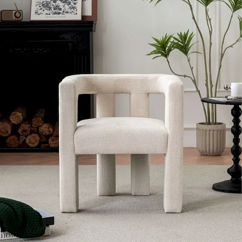 Set of 1 Chic design Barrel shaped Fabric Upholstered Accent Armchair