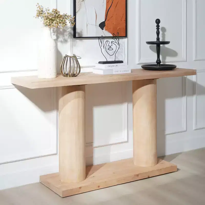 GDFStudio Valentina Modern 59 Rectangle Wood Console Table with Column Legs