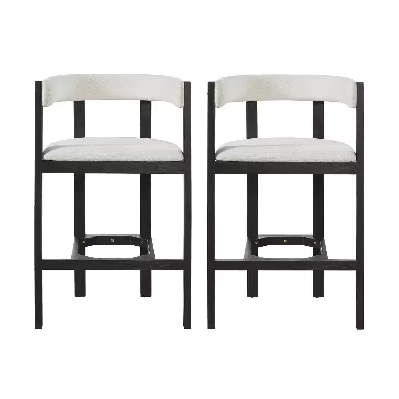 Christopher Knight Home Karolina Modern Rubberwood Upholstered Bar Stools with Curved Backrest (Set of 2)