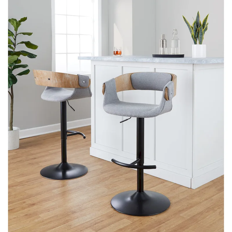 Carson Carrington Gavle Adjustable Bar Stool with Rounded T Footrest (Set of 2)