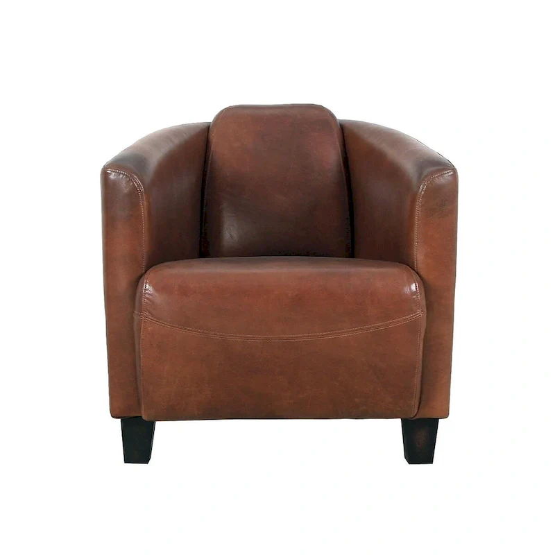 Top Grain Leather Armchair in Brown, W27.5xD30xH27