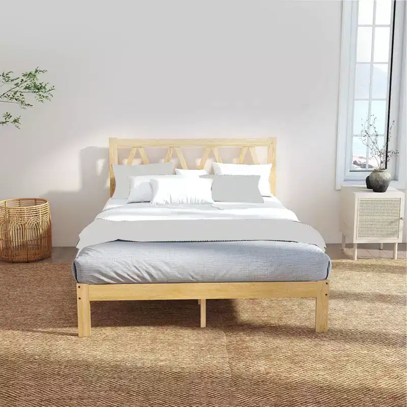 AEELLEEA Full Size Bed Frame Strong Load Bearing Easy Assembly Minimalist Wood Platform Bed Frame for Home Bedroom