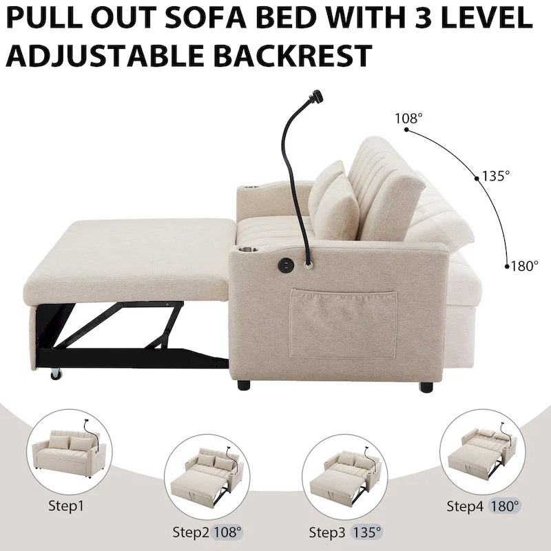 MERAX Convertible Loveseat Sofa, Pull Out Sofa Bed