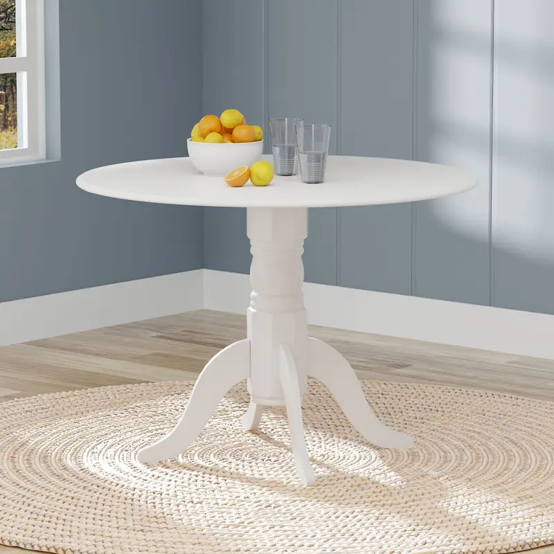 42 Wood Pedestal Base Double Drop Leaf Dining Table