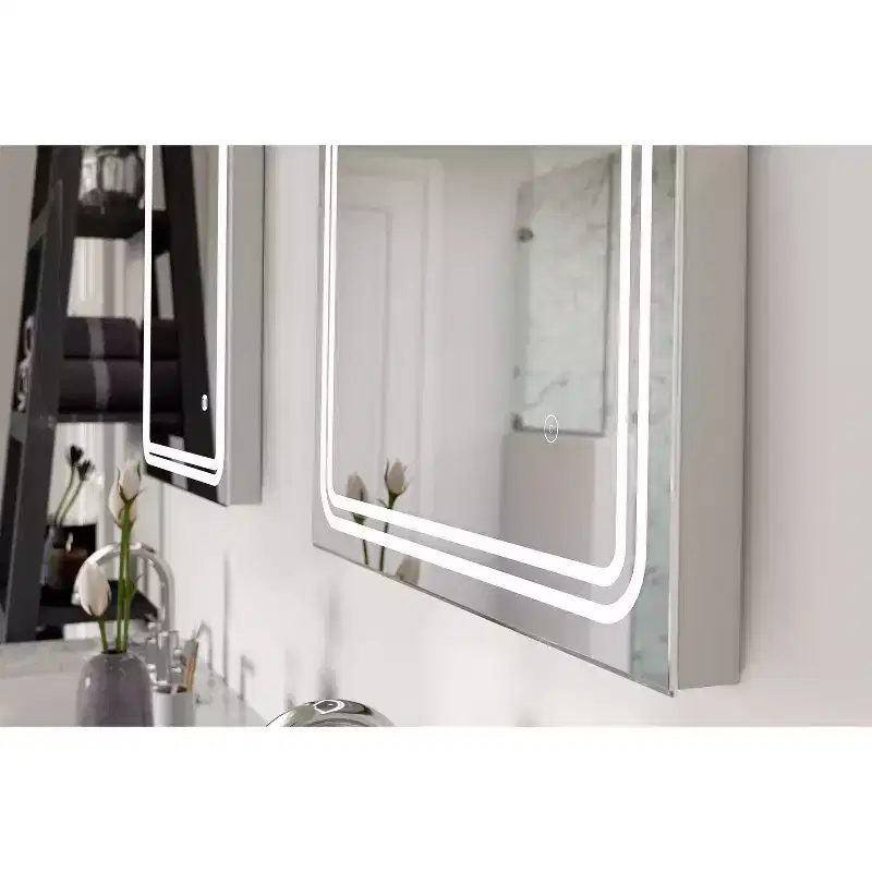 24x30 Single Frameless Dimmable LED Wall Mirror with Anti Fog Glass - Tosca: Wall Mounted, Rectangular Shaving Mirror