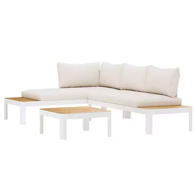 Amazonia 3pc Vista Teak/Cast Aluminum Outdoor Patio Conversation Set