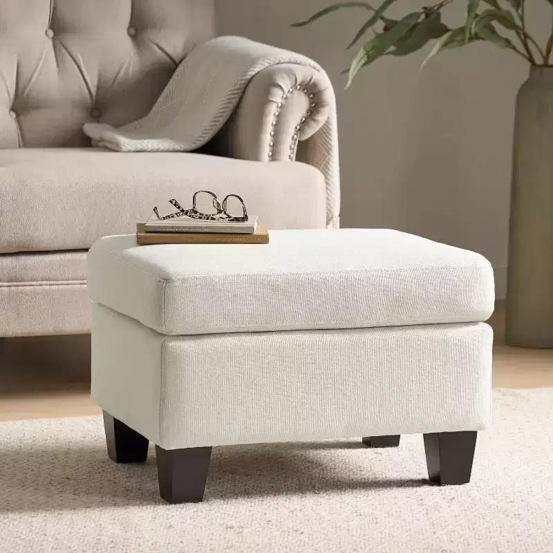 GDFStudio Judkins Contemporary Fabric Upholstered Ottoman