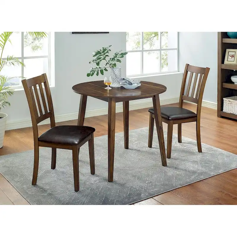 Round Dining Table Set in Walnut And Dark Brown