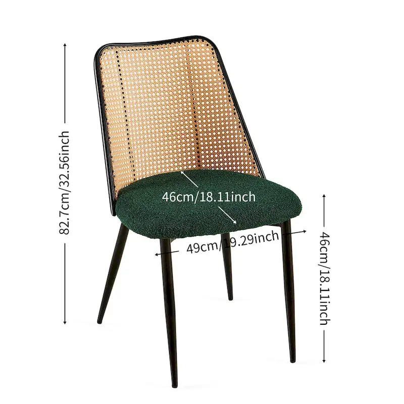 Dining Chairs Set of 4,Boucle Chairs with Natural Cane Back
