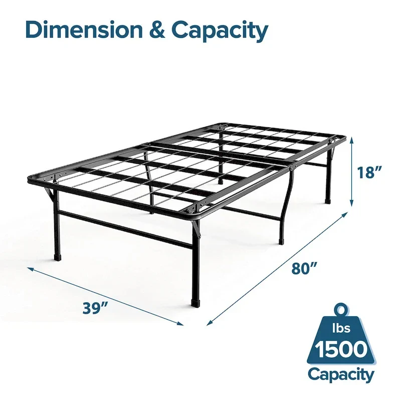 Heavy Duty Steel Mattress Foundation, 3000 lb Capacity, No Box Spring Needed, Underbed Storage
