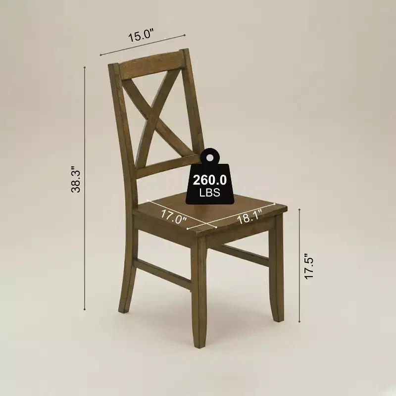 Solid Wood Cross-Back Dining Chair of 18.5 W x 21.4 D x 38.4 H
