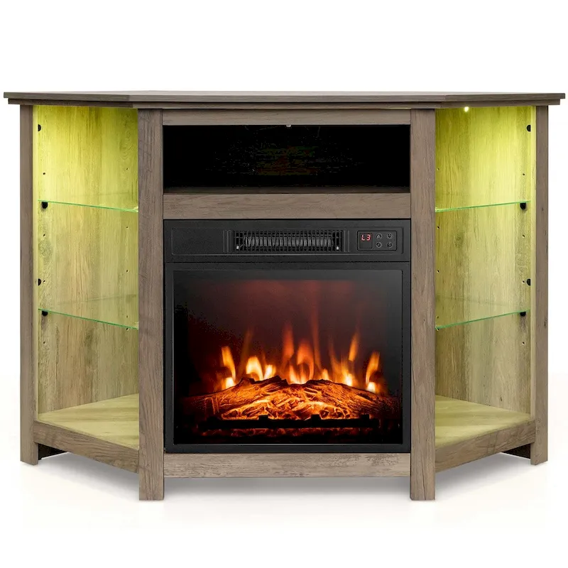 Fireplace TV Stand w/ Led Lights & Electric Fireplace