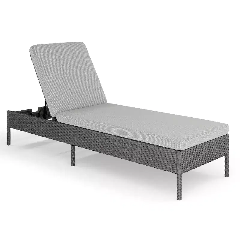 Martha Stewart Bedford Indoor-Outdoor Adjustable Patio Chaise Lounge Chair in Rattan Wicker with All-Weather Cushions